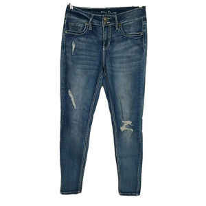 Blue Desire Ripped Mid-Rise Skinny Jeans Juniors Size 5 Distressed Medium Wash